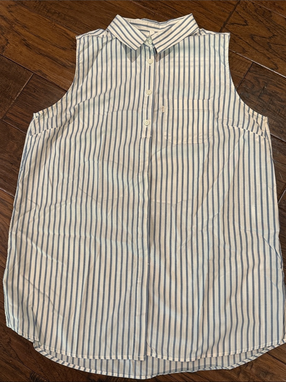 Levi's White and Light Blue Striped Button-Up Shirt